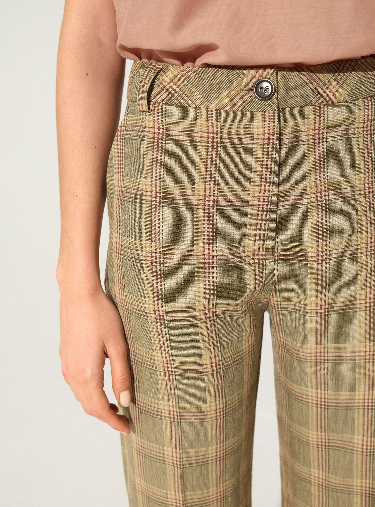 Linen check trousers