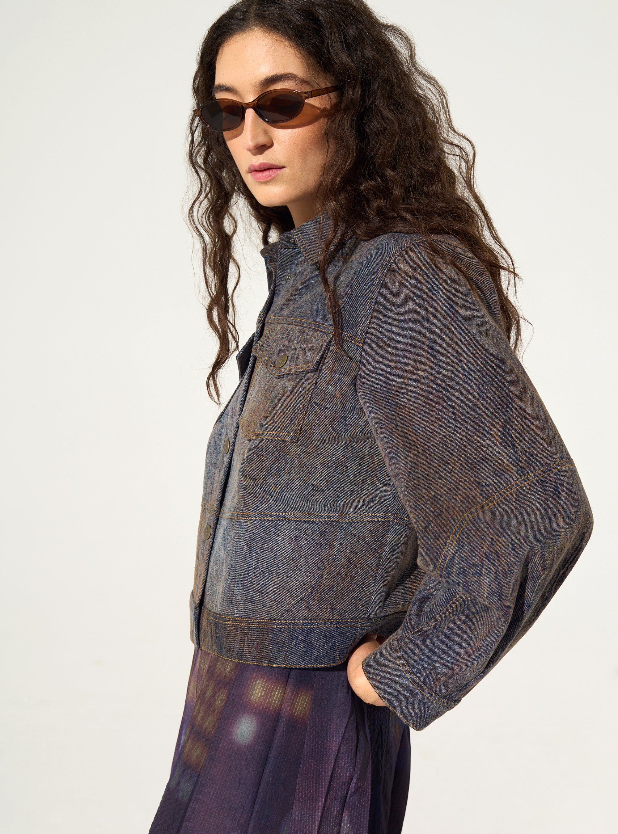 Blouson délavé en denim