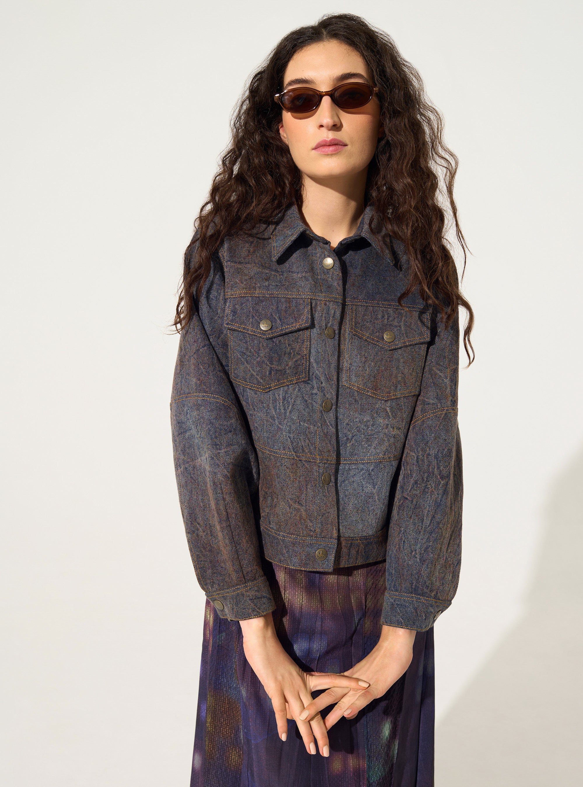 Blouson délavé en denim