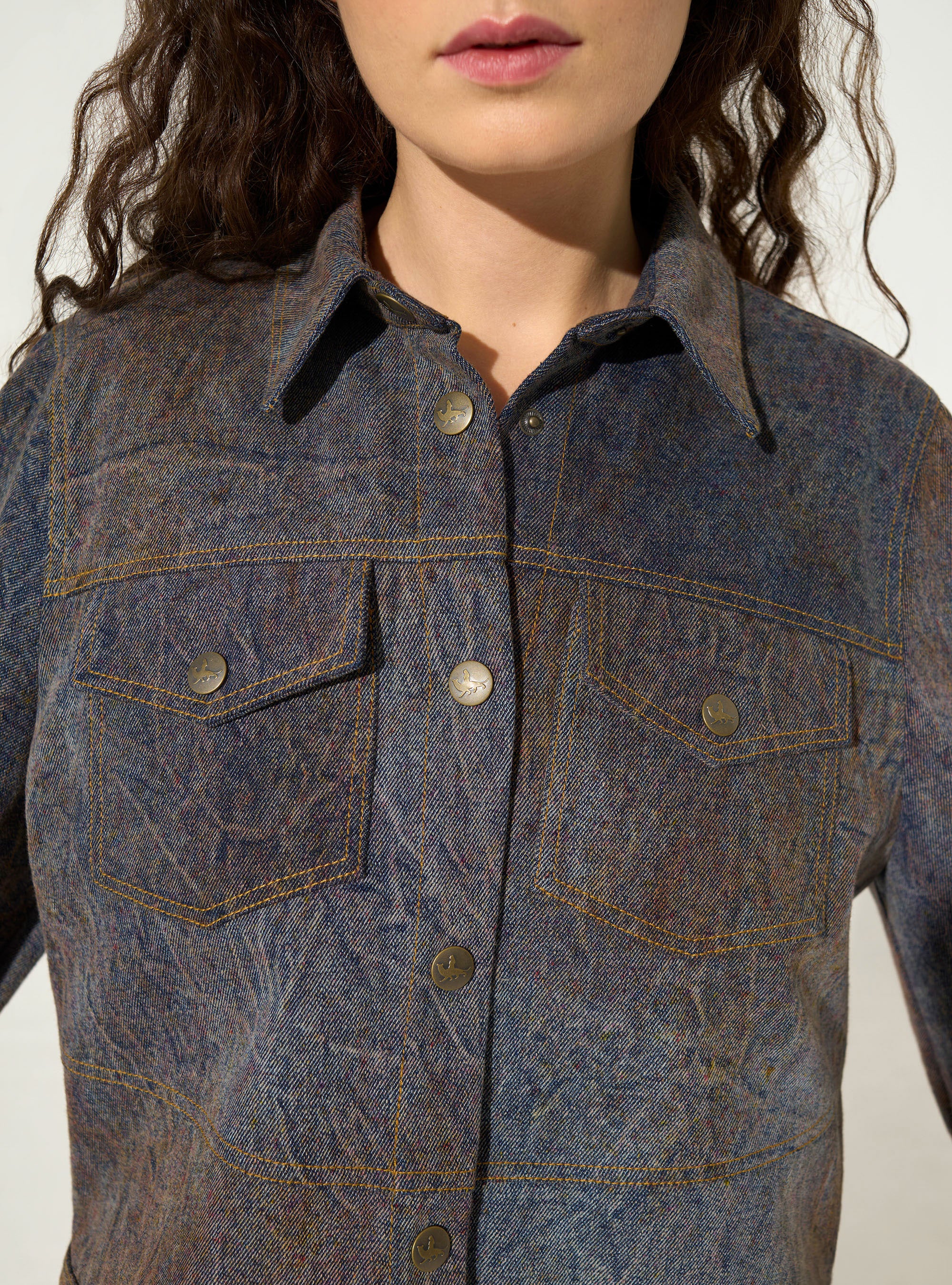 Blouson délavé en denim
