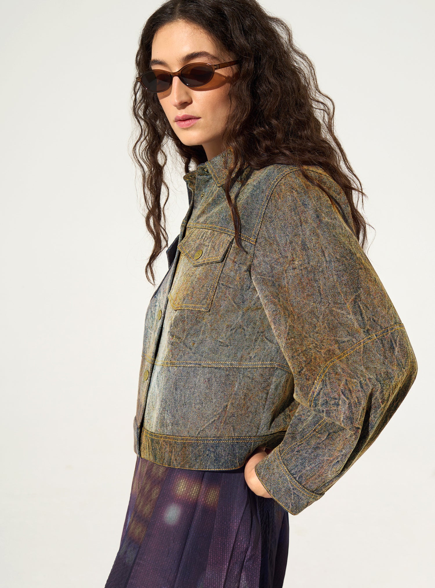 Blouson délavé en denim