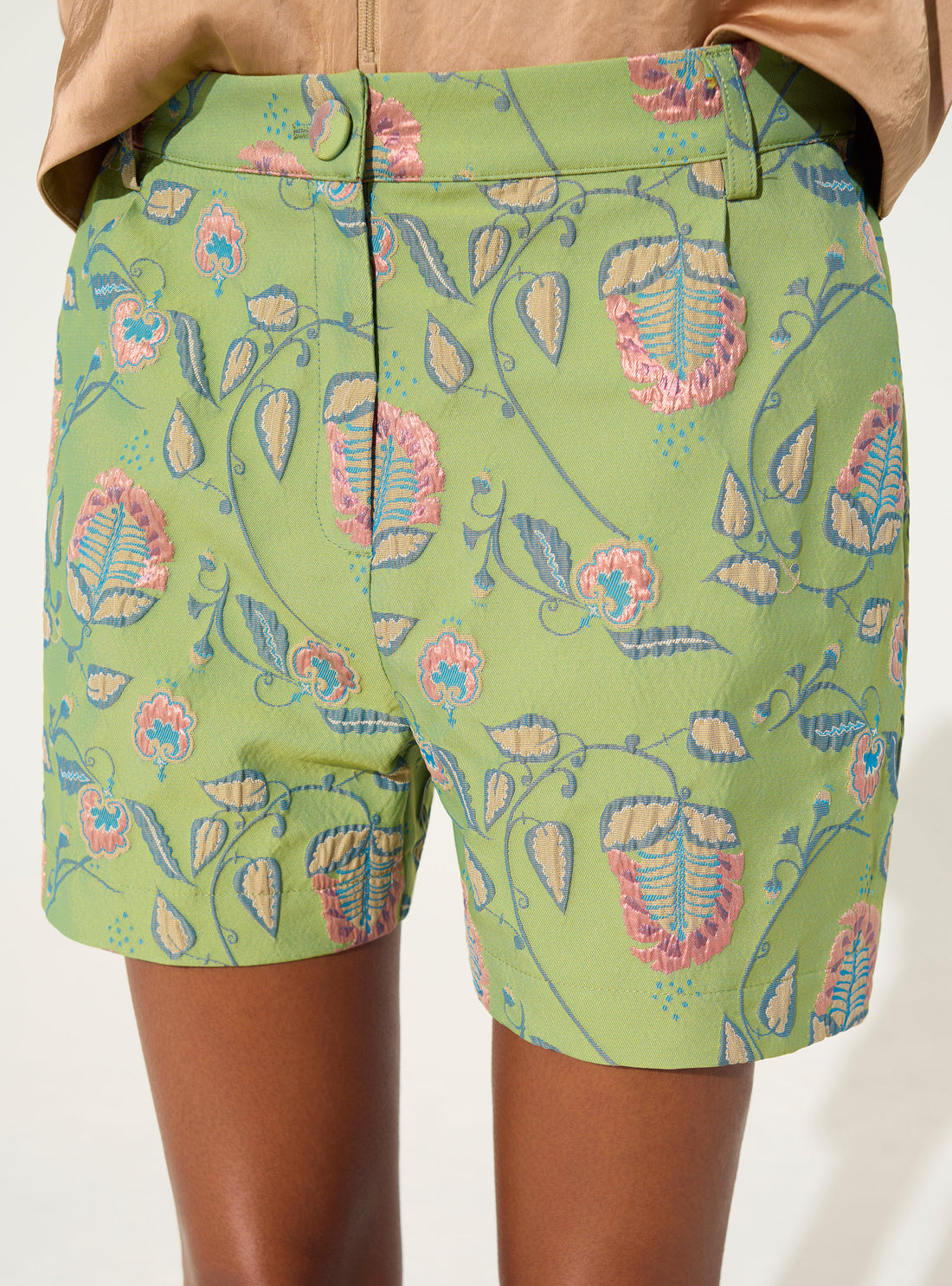 Green printed shorts