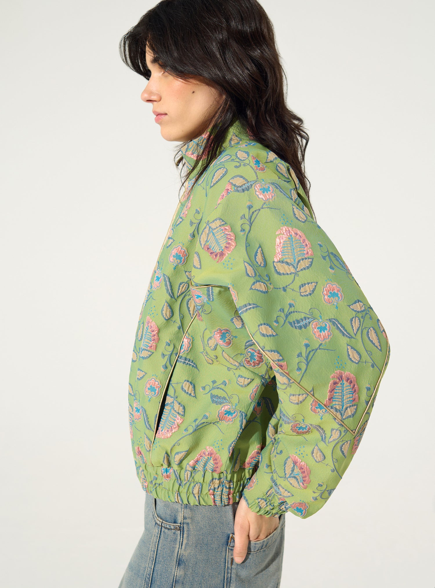 Oversized-Jacke mit grünem Print