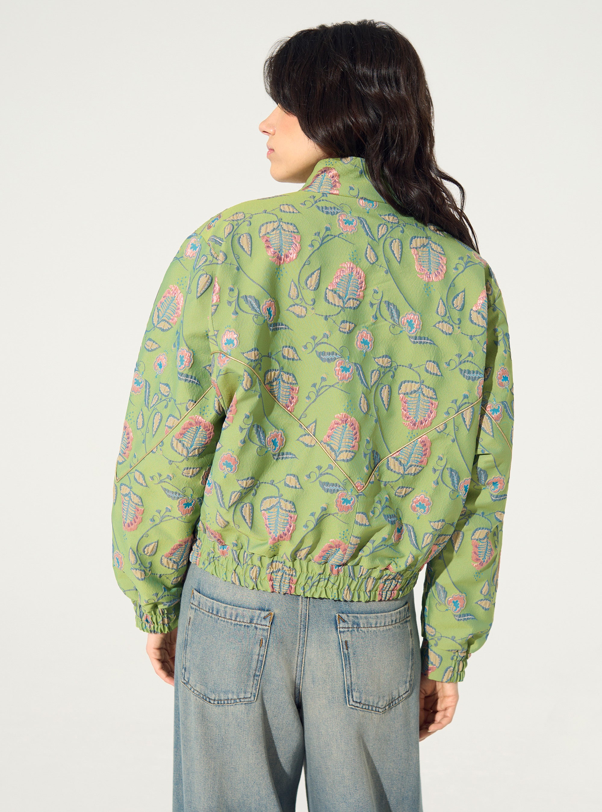 Oversized-Jacke mit grünem Print