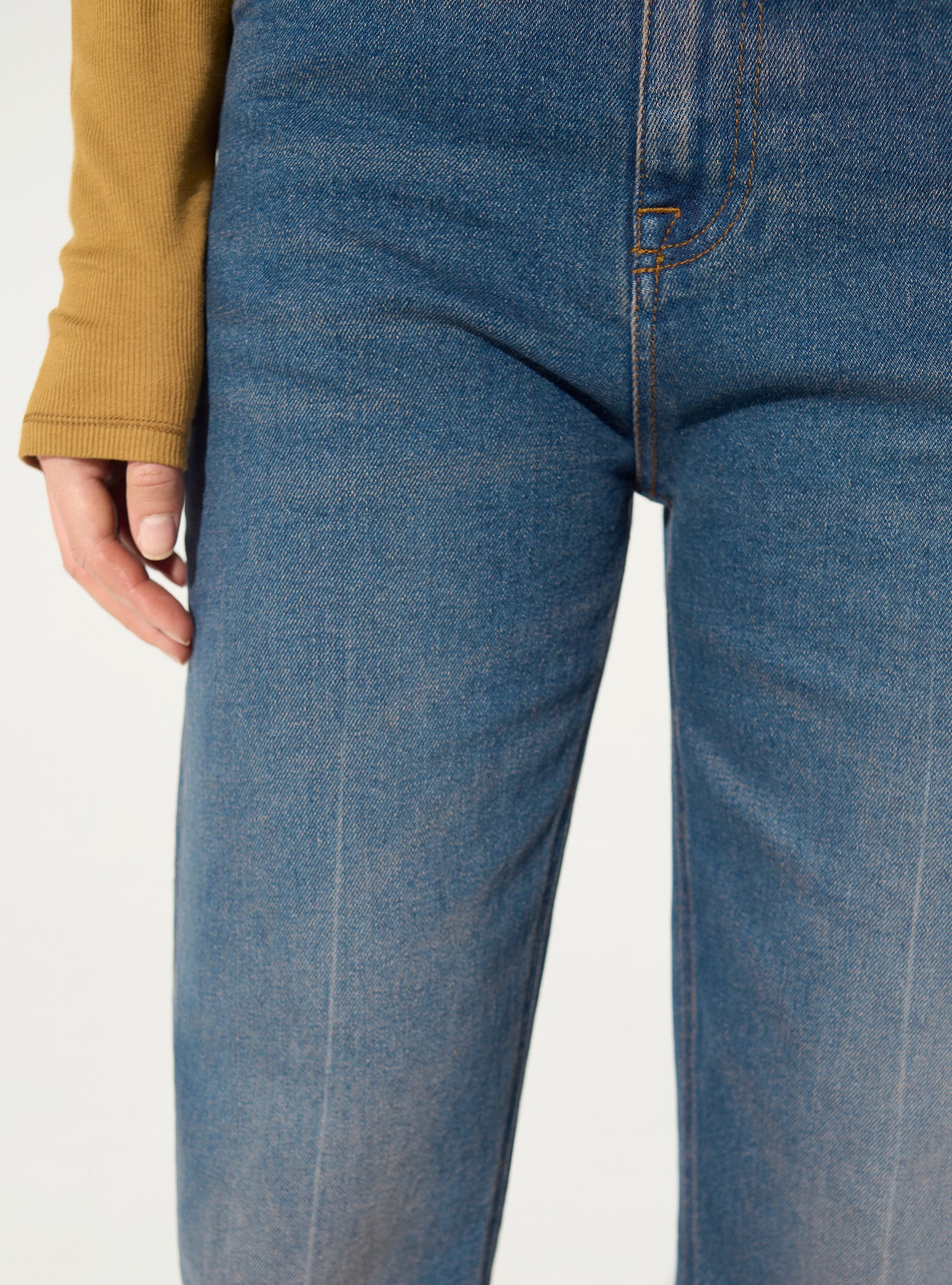 blue cotton flare jeans
