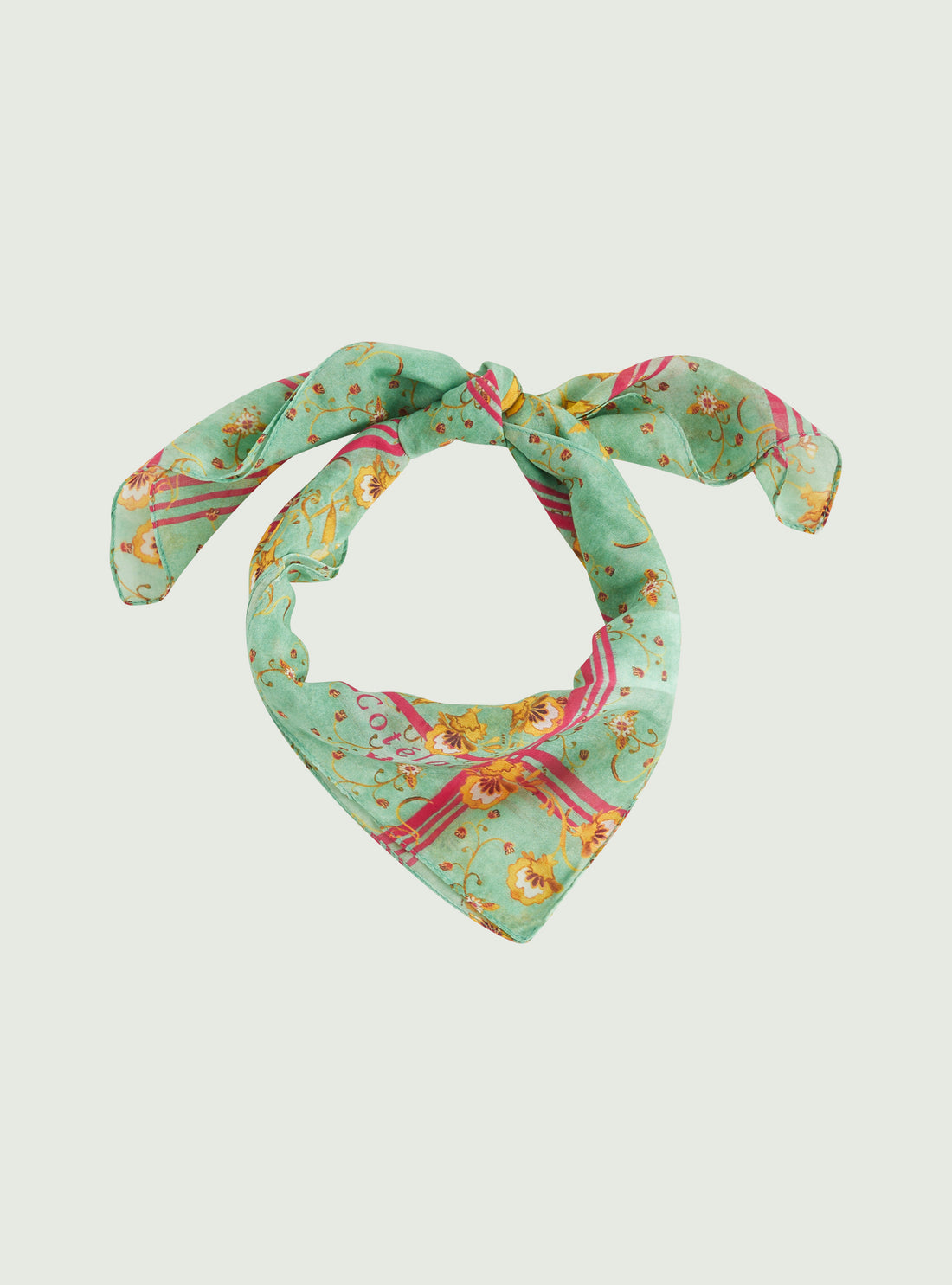 Foulard type bandana en coton et soie vert