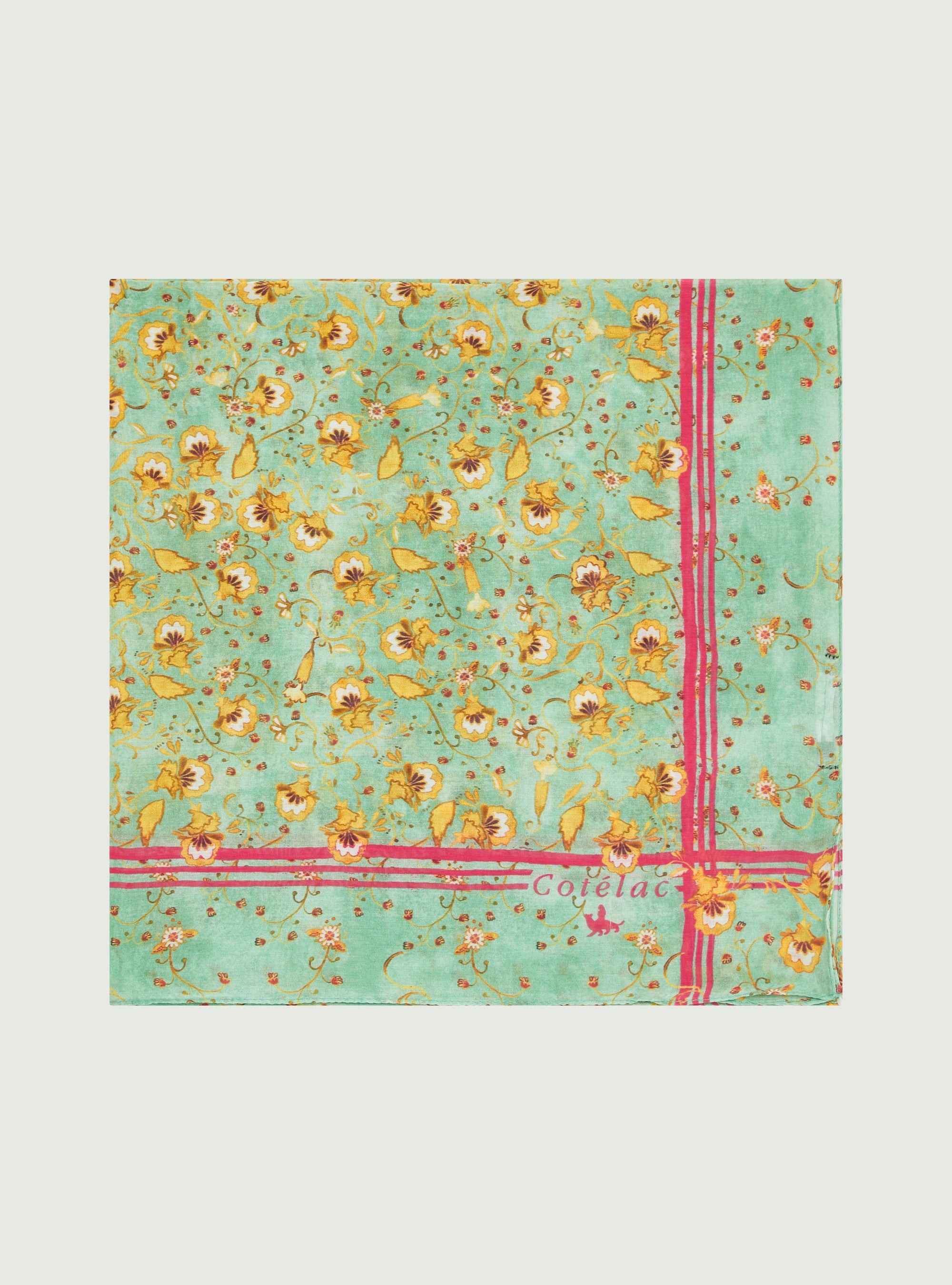 Foulard type bandana en coton et soie vert