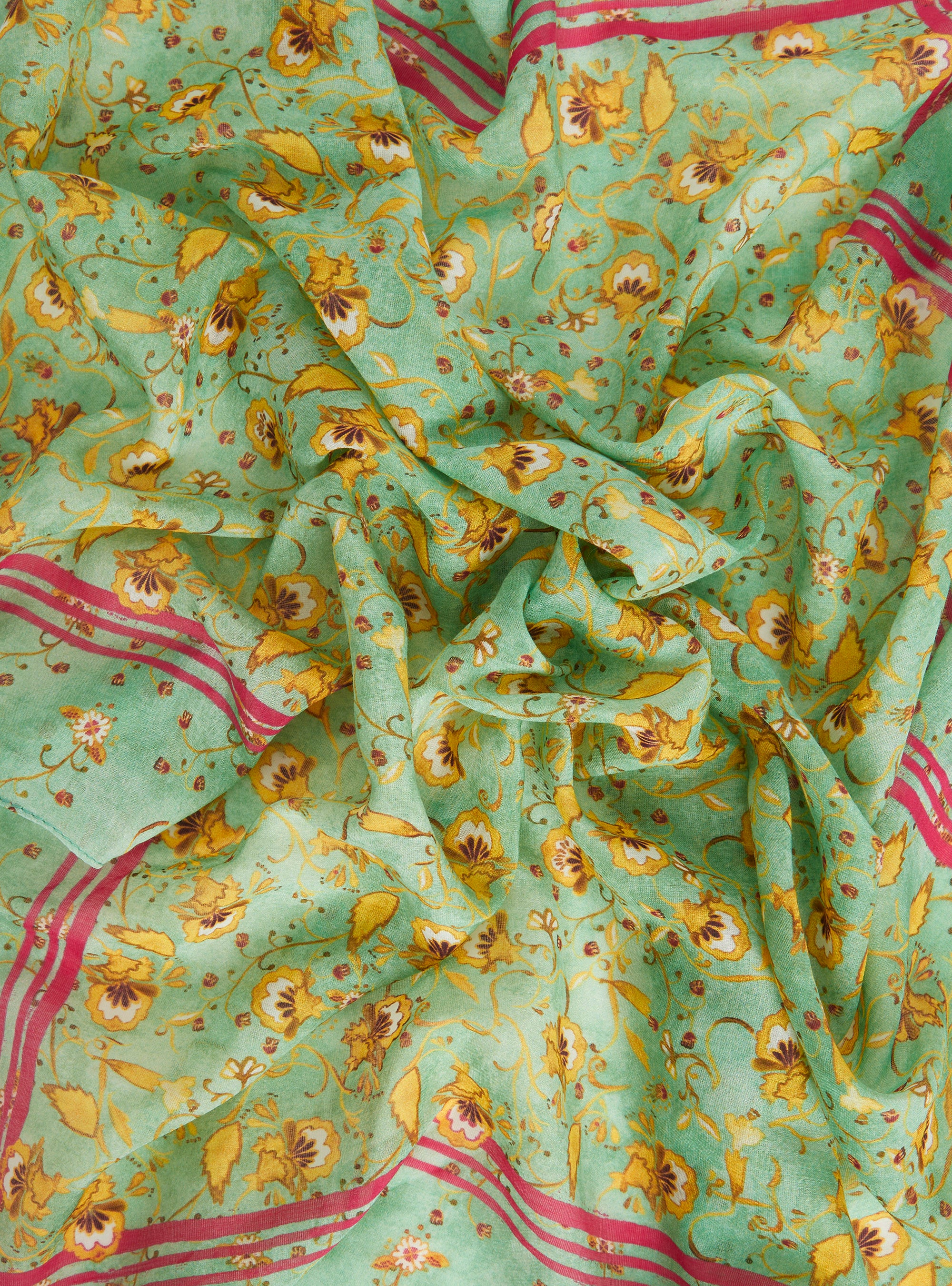 Foulard type bandana en coton et soie vert