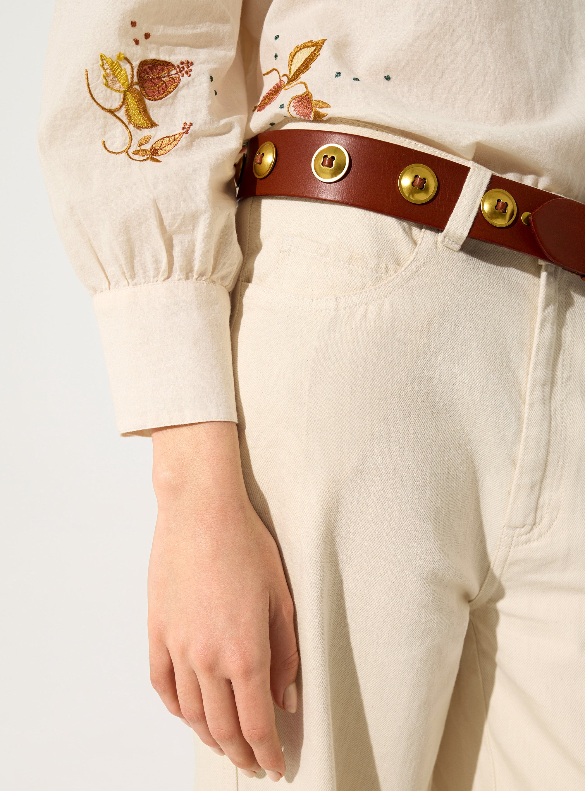 Brown leather belt