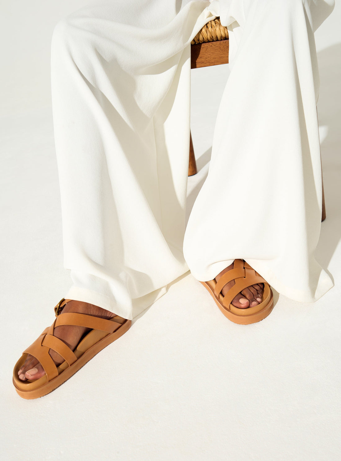 Sandales en cuir marron