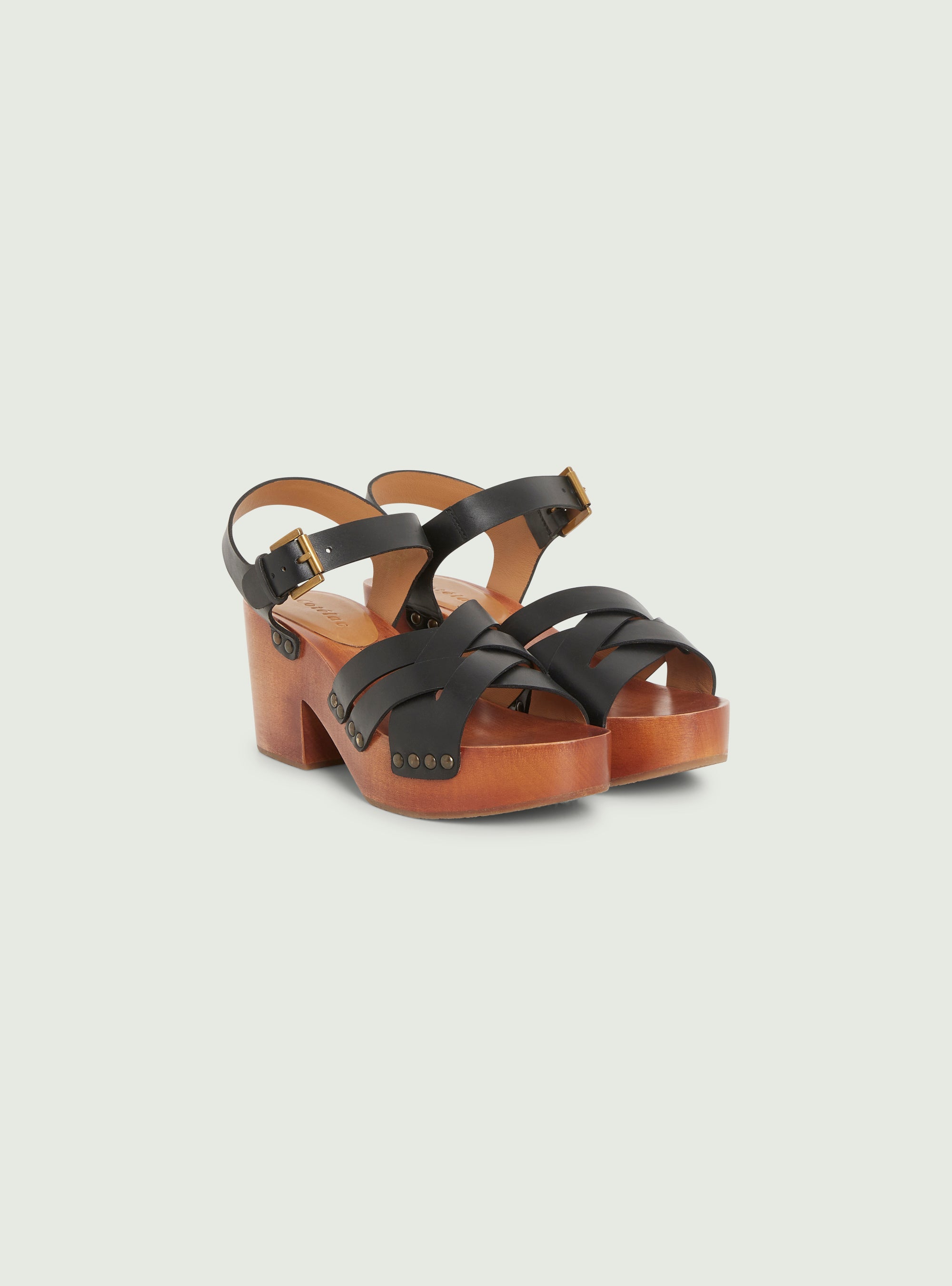 Sandales en cuir noir