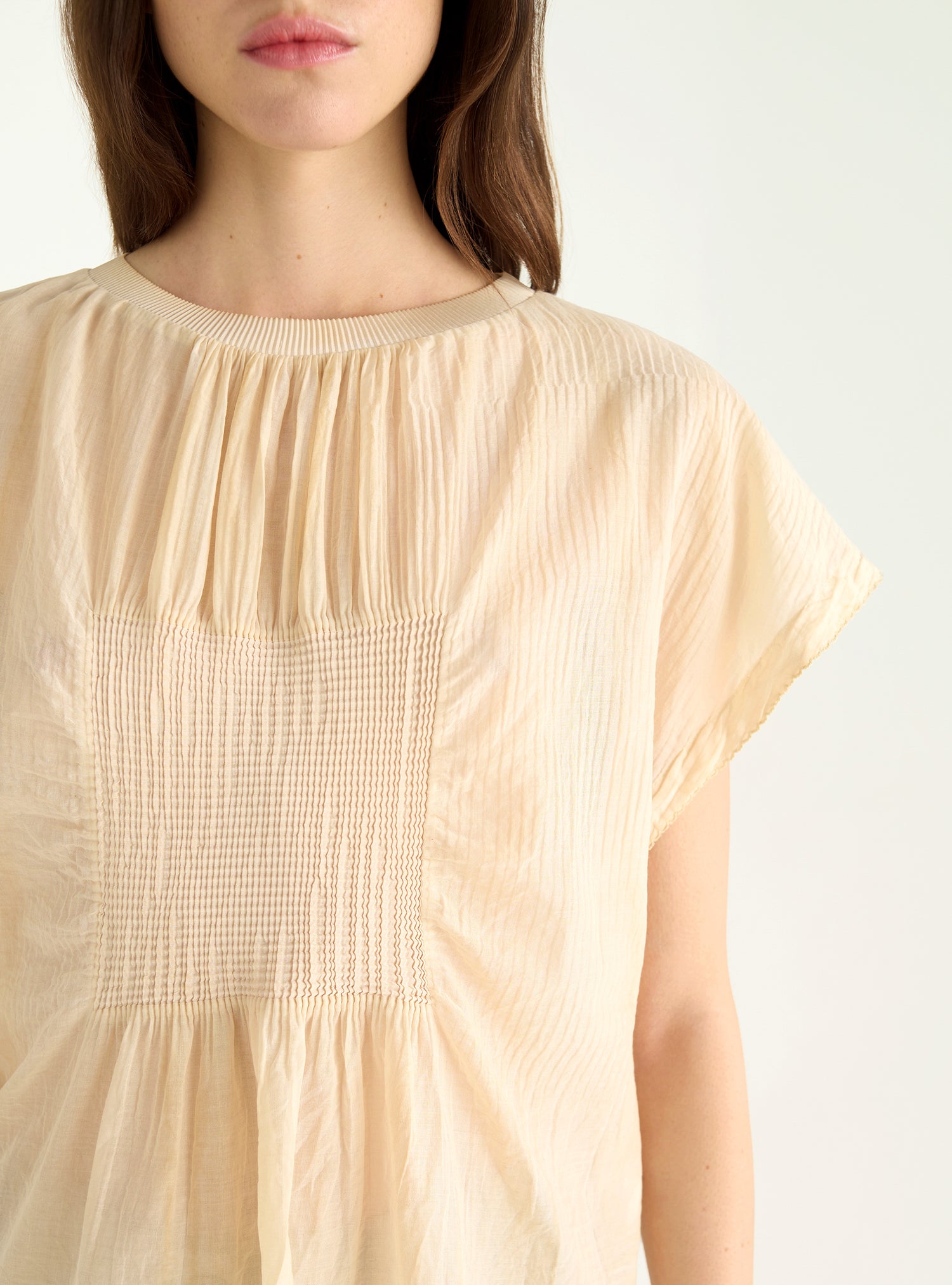 Pleated blouse in cotton voile