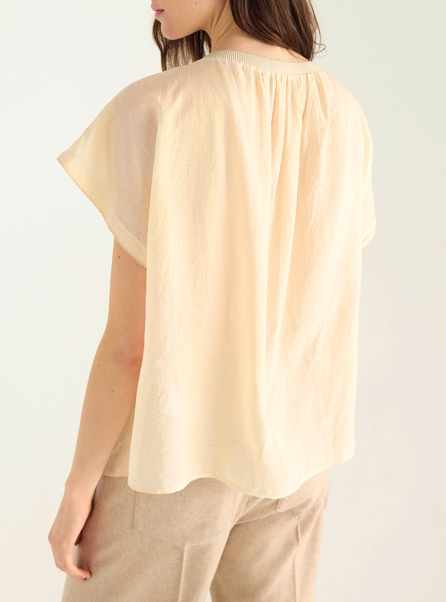 Pleated blouse in cotton voile