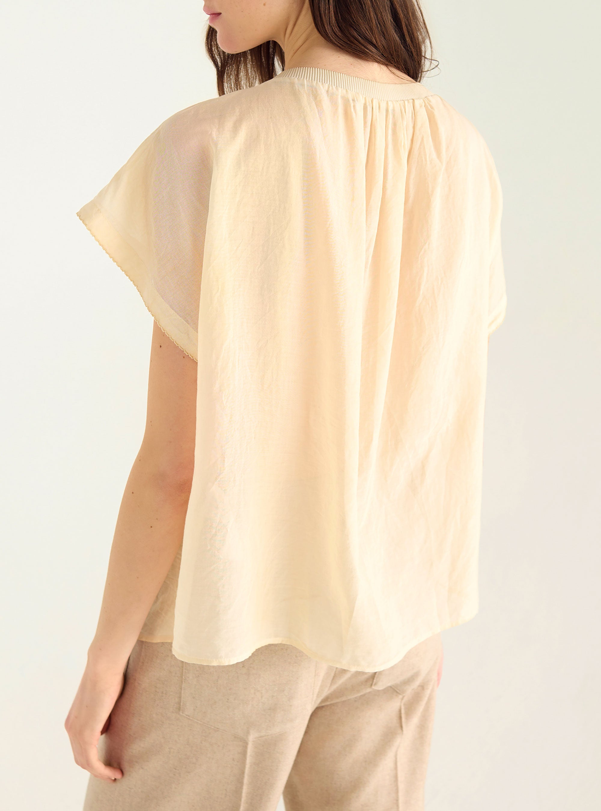 Pleated blouse in cotton voile