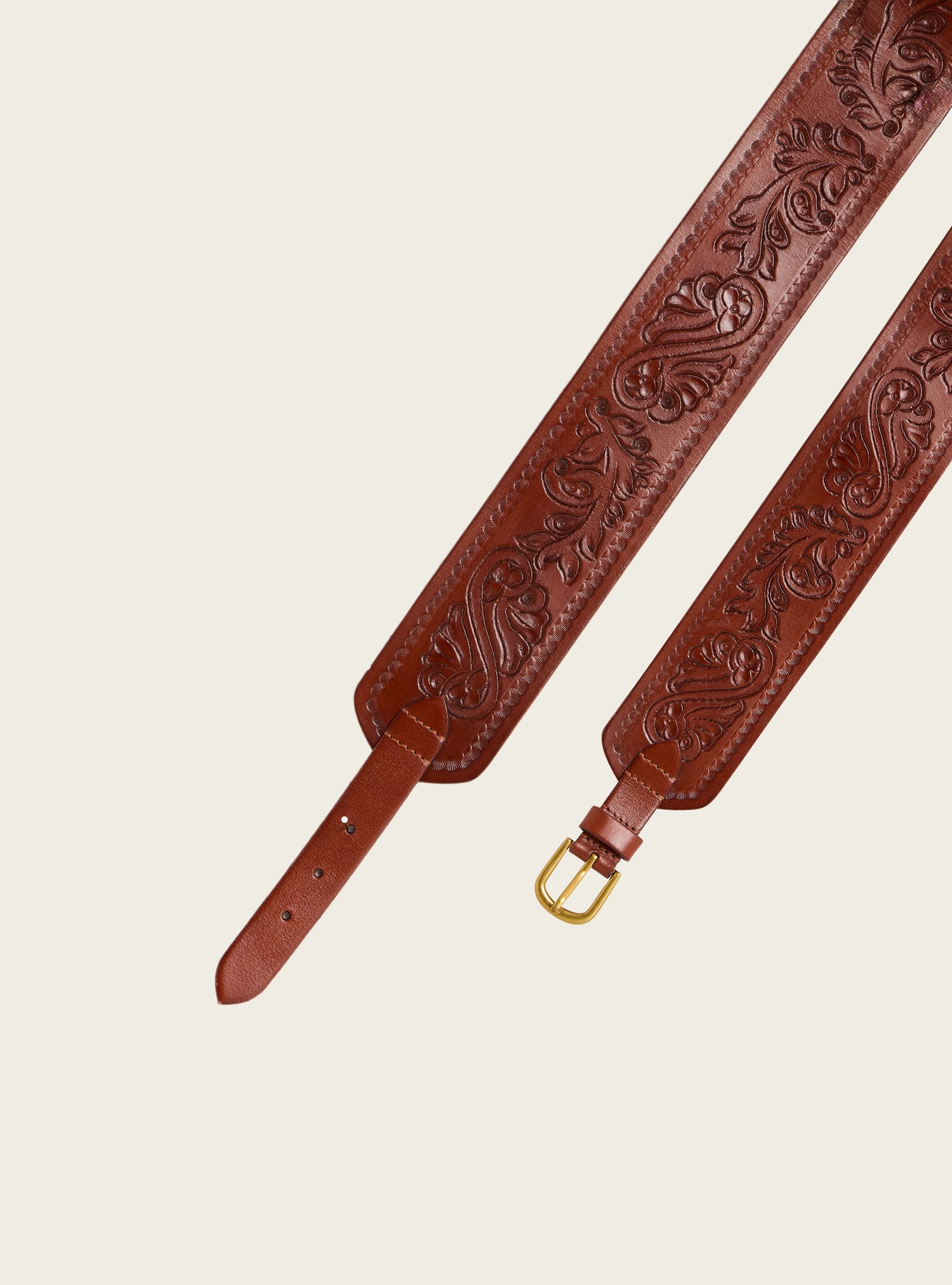 Engraved buffalo leather belt