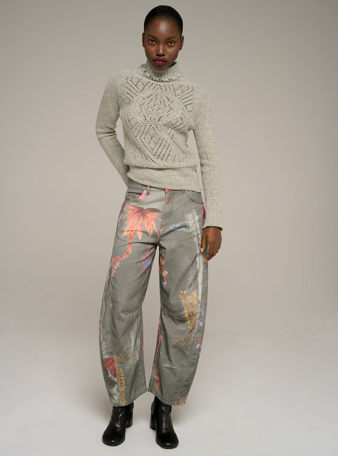 Cotélac pull col rond ajusté manches longues en maille ajourée