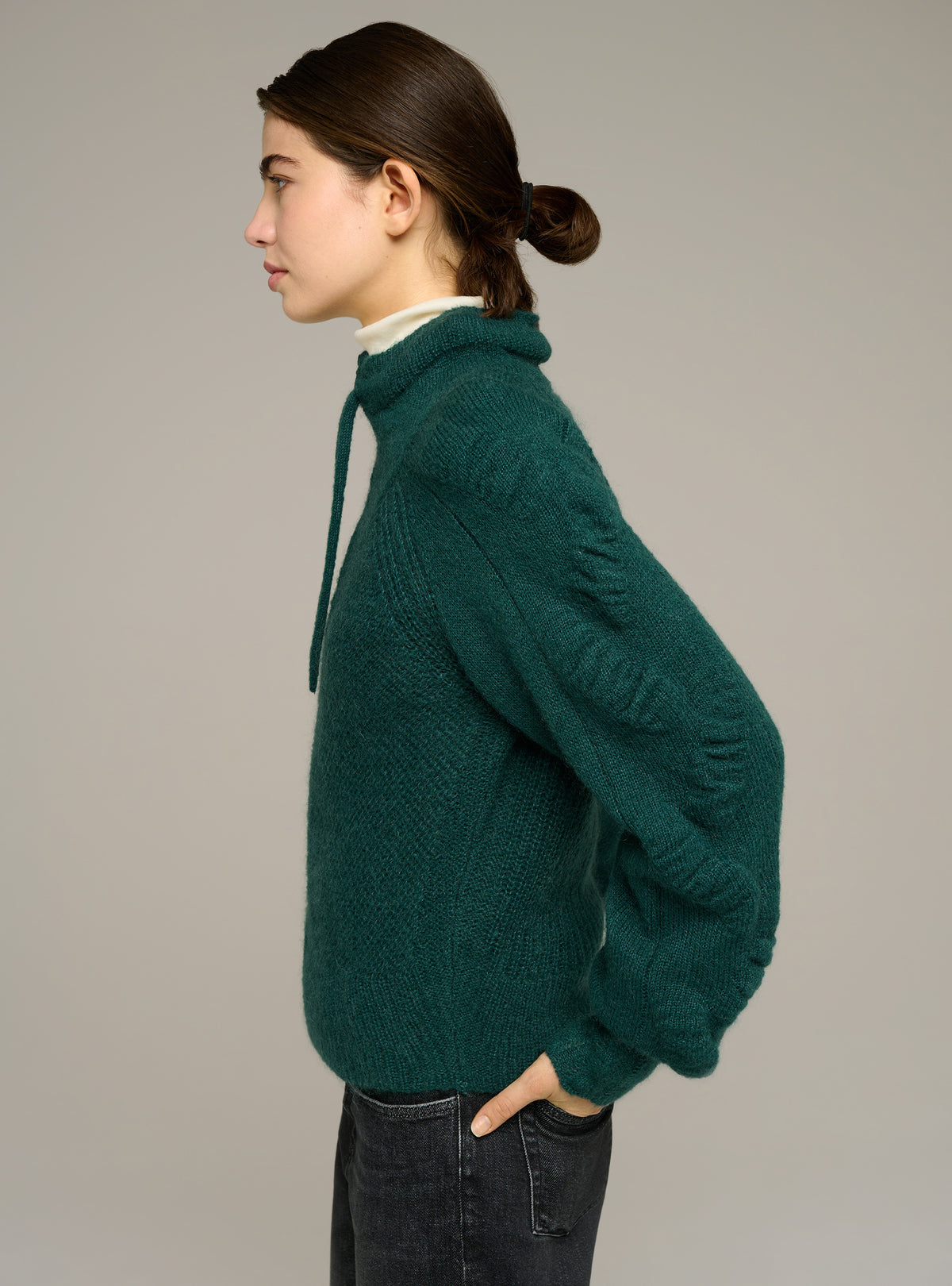 Cardigan zippé col montant manches longues