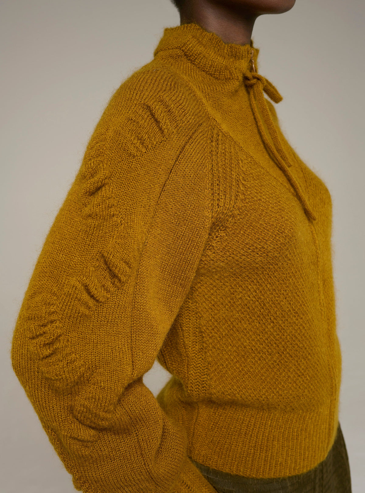 Cotélac cardigan zippé col montant manches longues