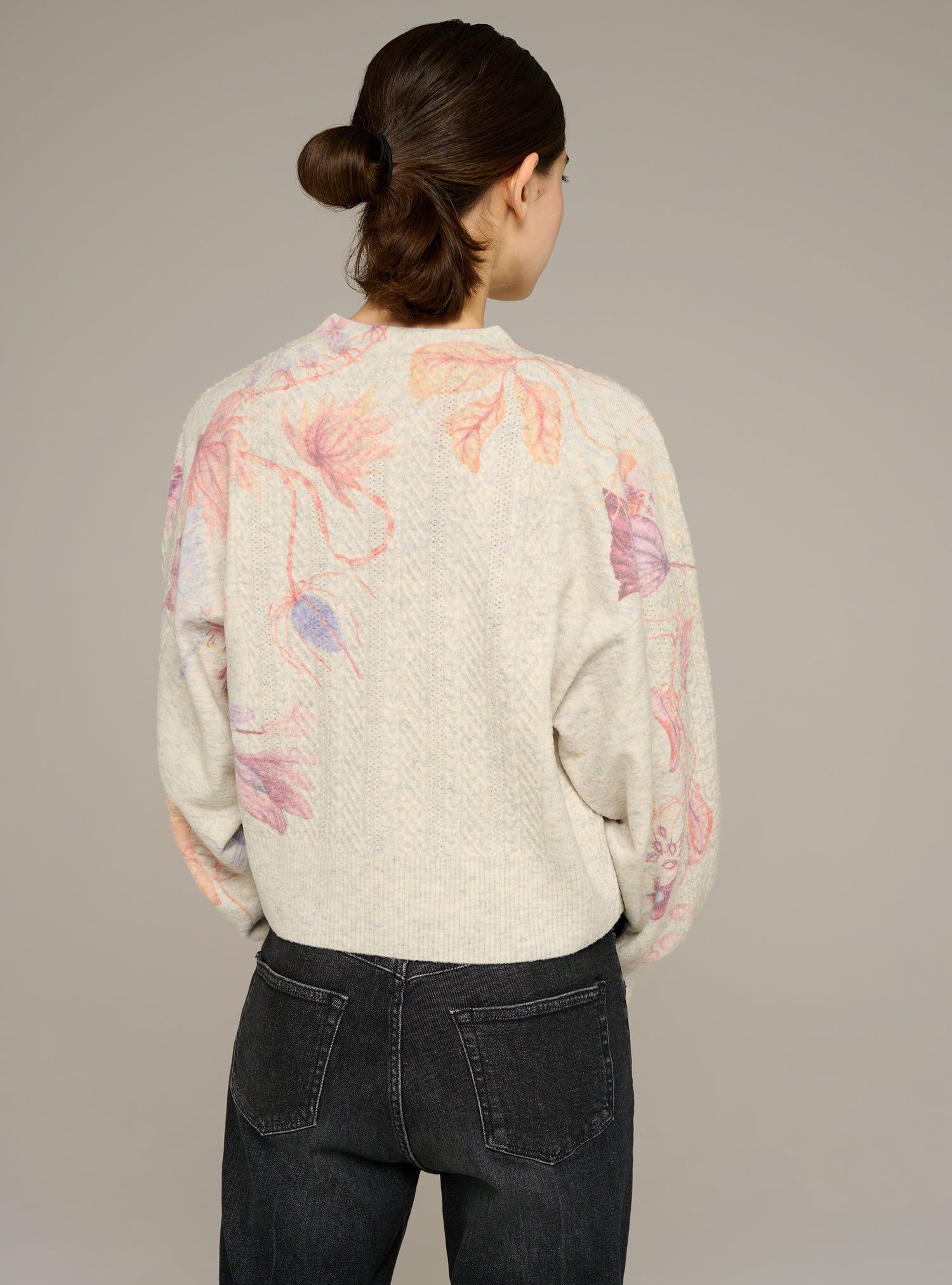 Bedruckter Cardigan mit V-Ausschnitt und langen Ärmeln
