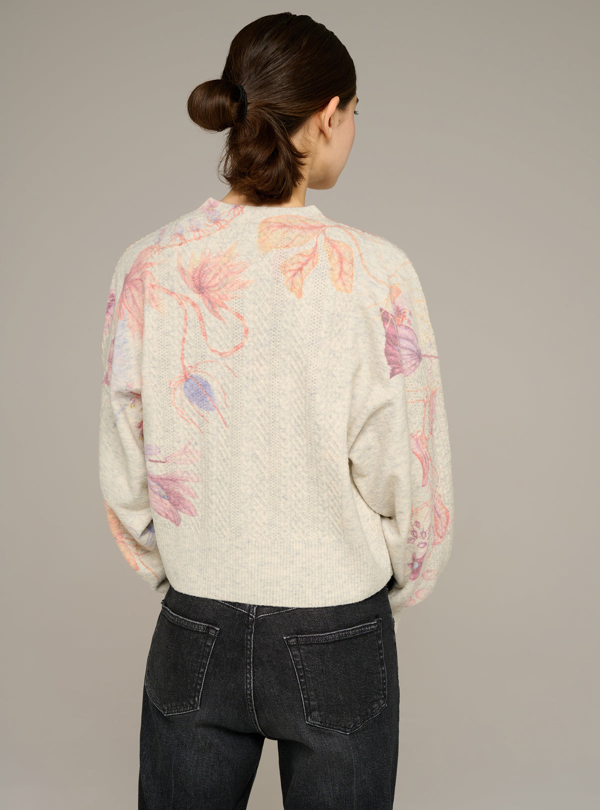 Bedruckter Cardigan mit V-Ausschnitt und langen Ärmeln