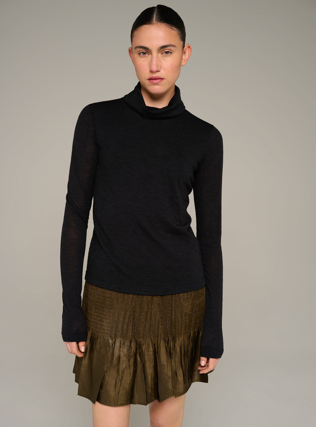 Cotélac tee-shirt ajusté col roulé manches longues