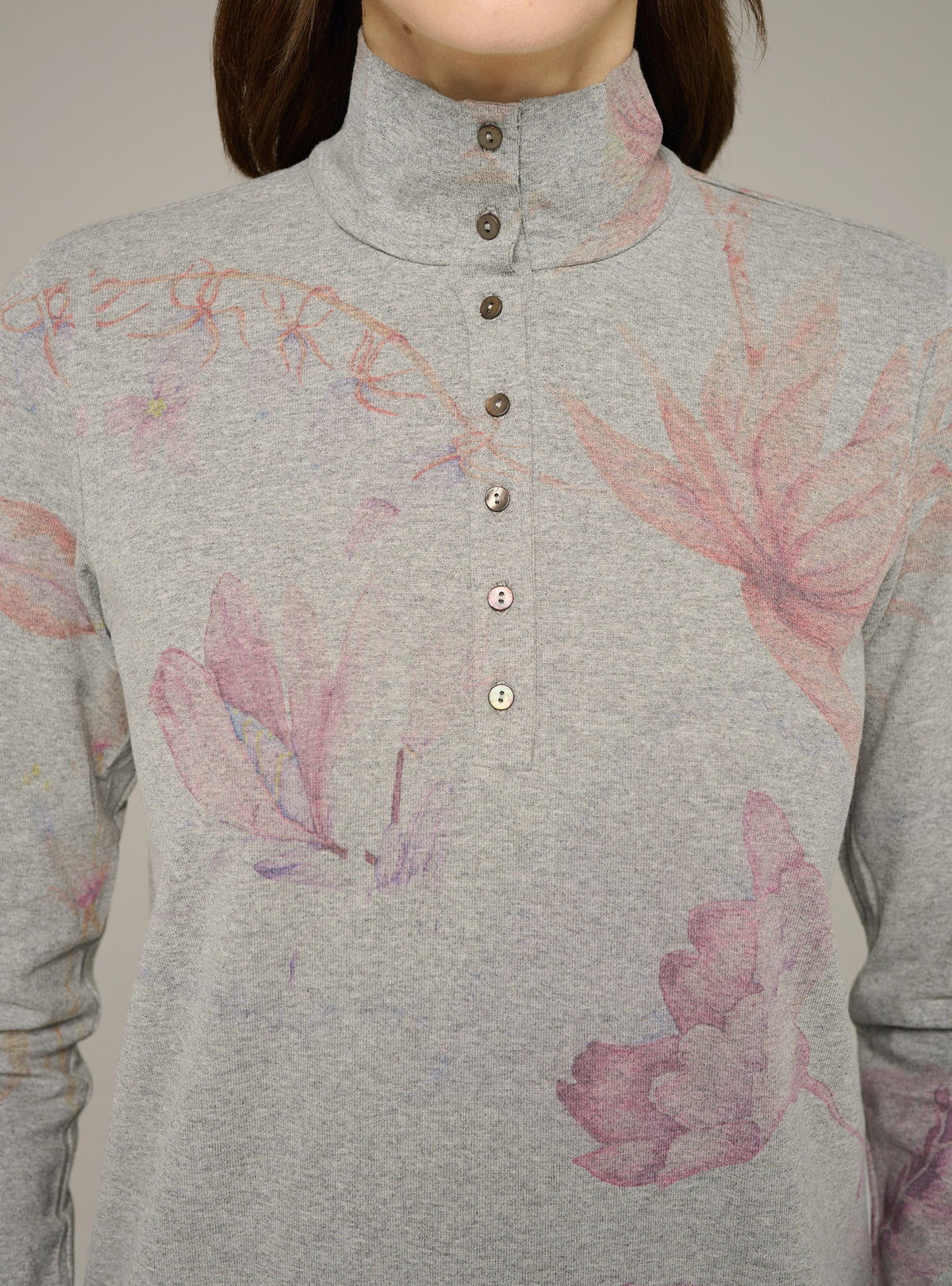 Cotélac tee-shirt ajusté col montant manches longues imprimé