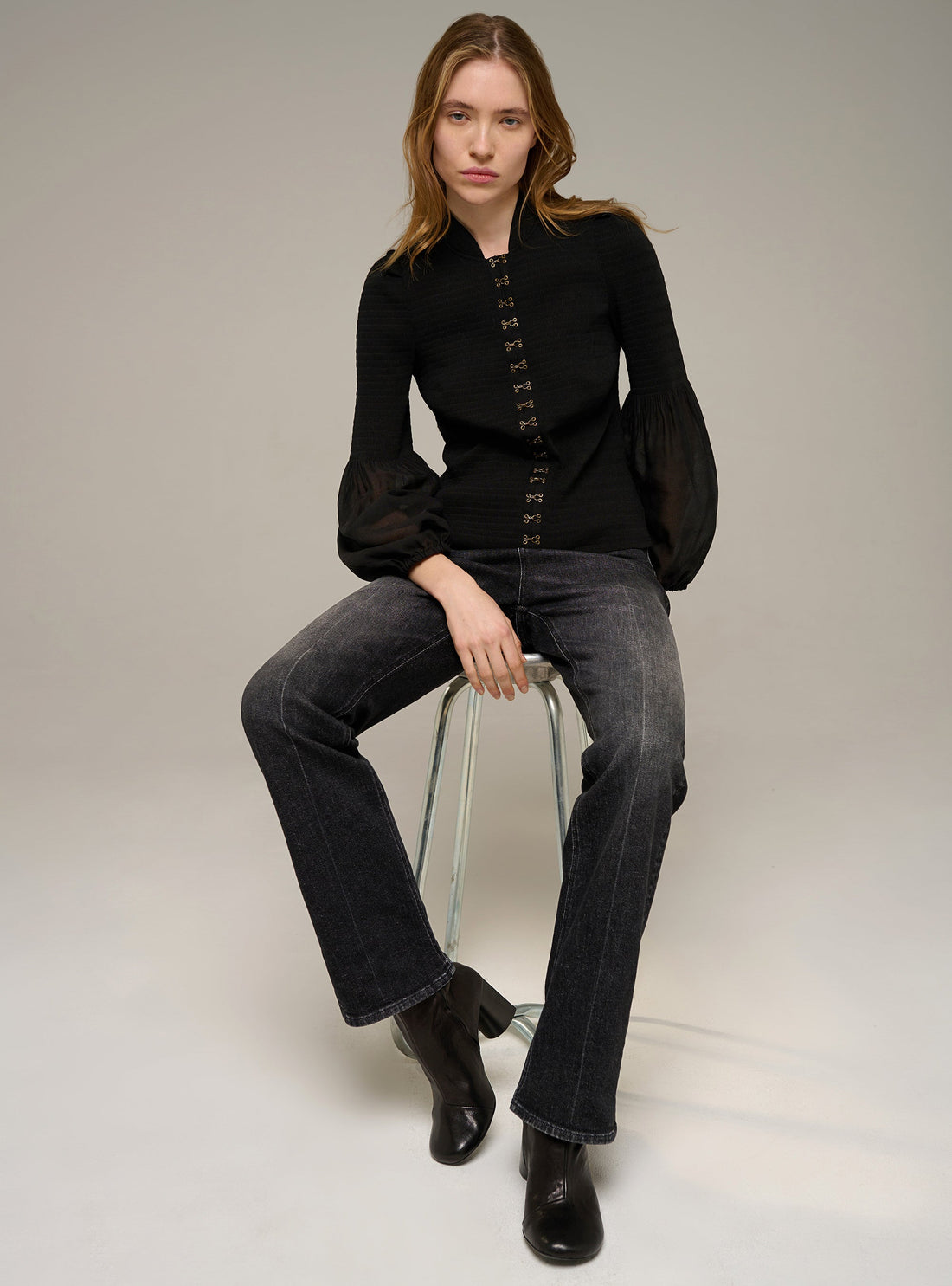Cotélac chemise ajustée manches longues plissé