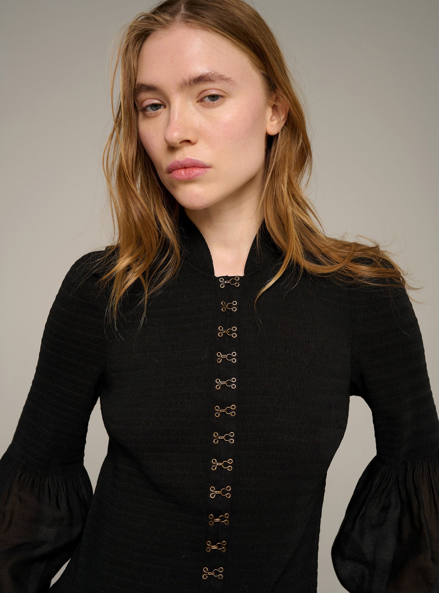 Cotélac chemise ajustée manches longues plissé