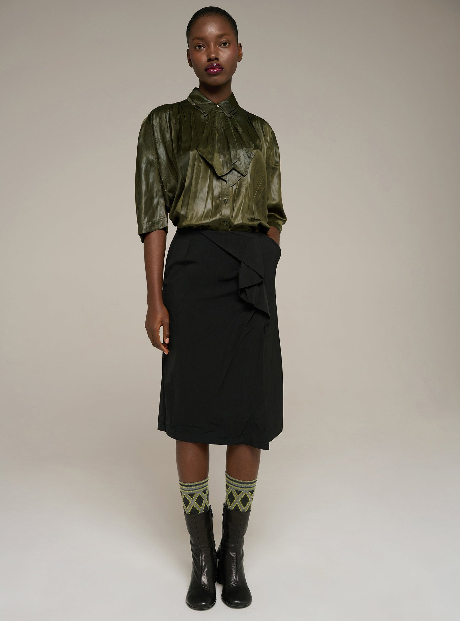 Cotélac chemise courte oversize plissée