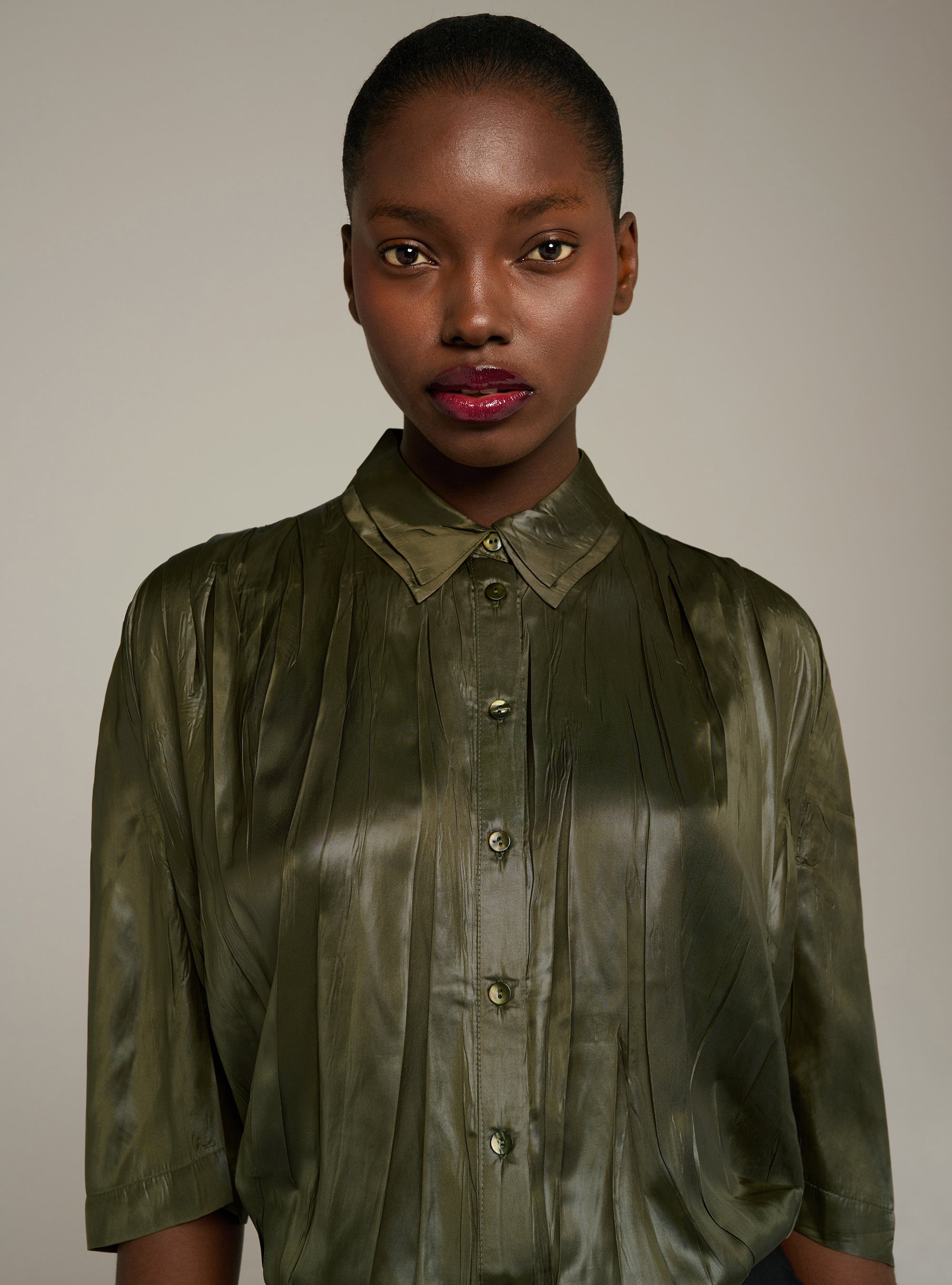 Cotélac chemise courte oversize plissée