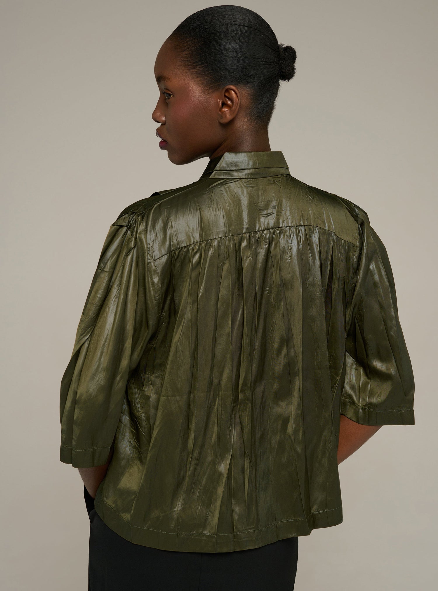 Cotélac chemise courte oversize plissée
