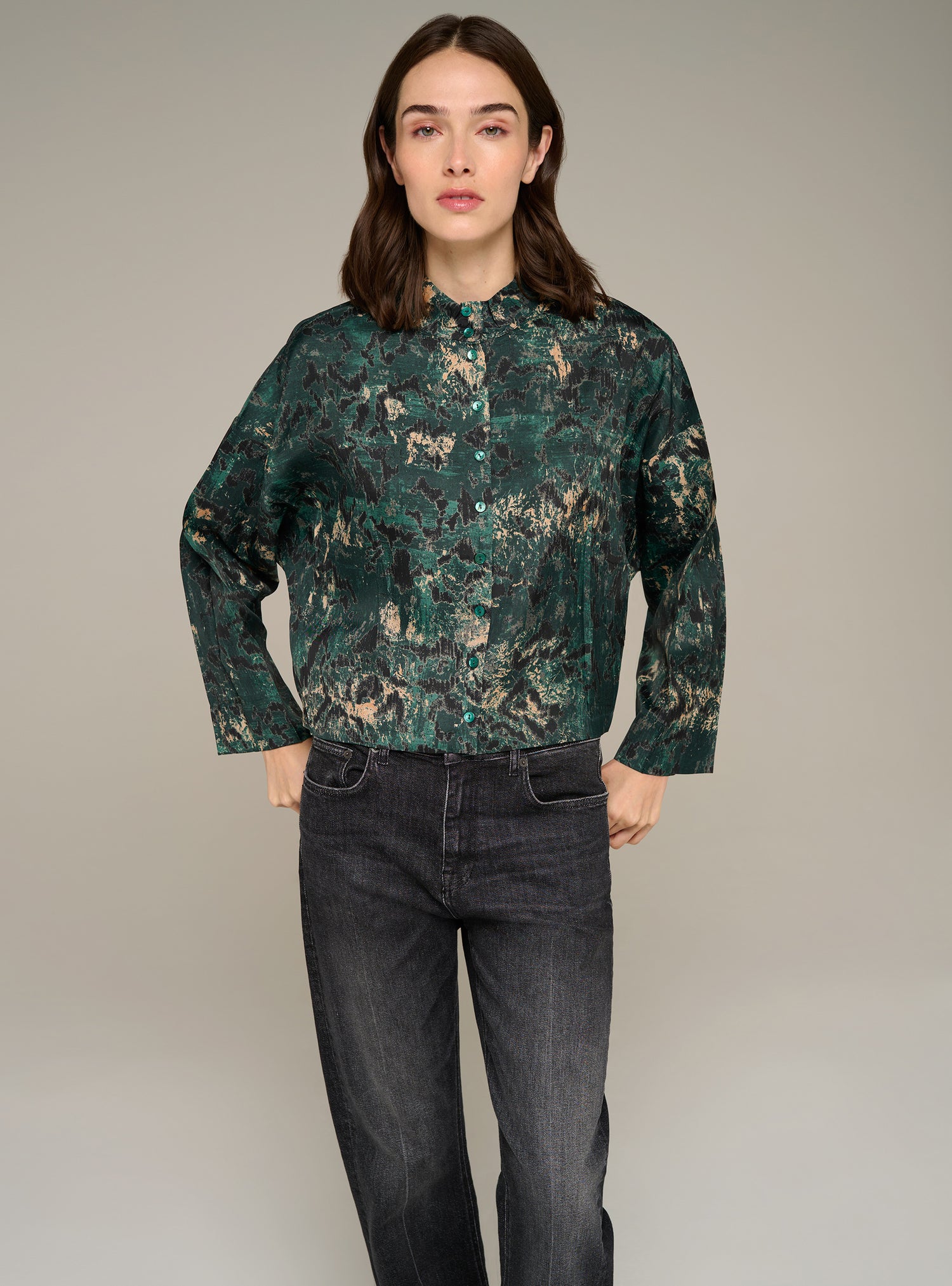 Chemise oversize manches longues imprimée