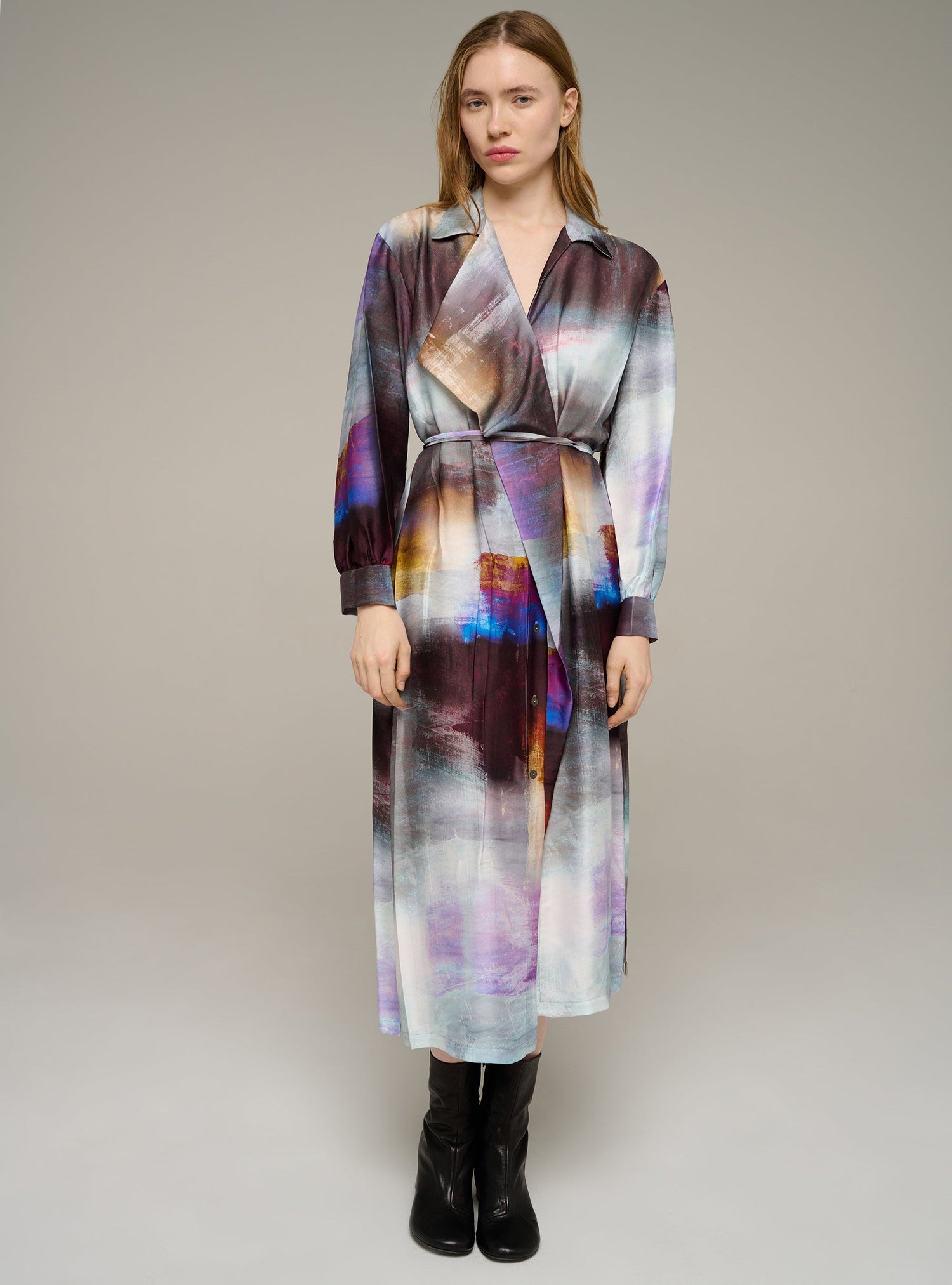 Cotélac robe chemise manches longues imprimée