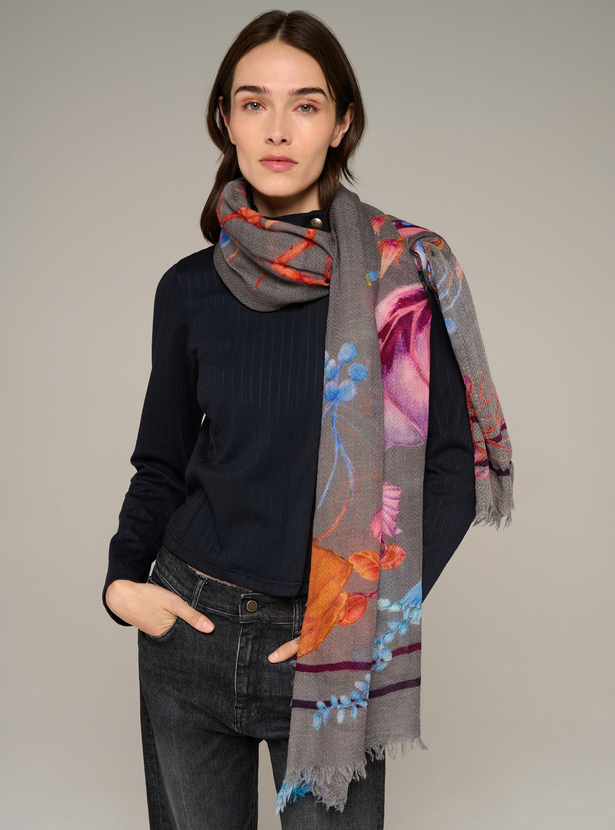 Cotélac foulard grand format en laine imprimé
