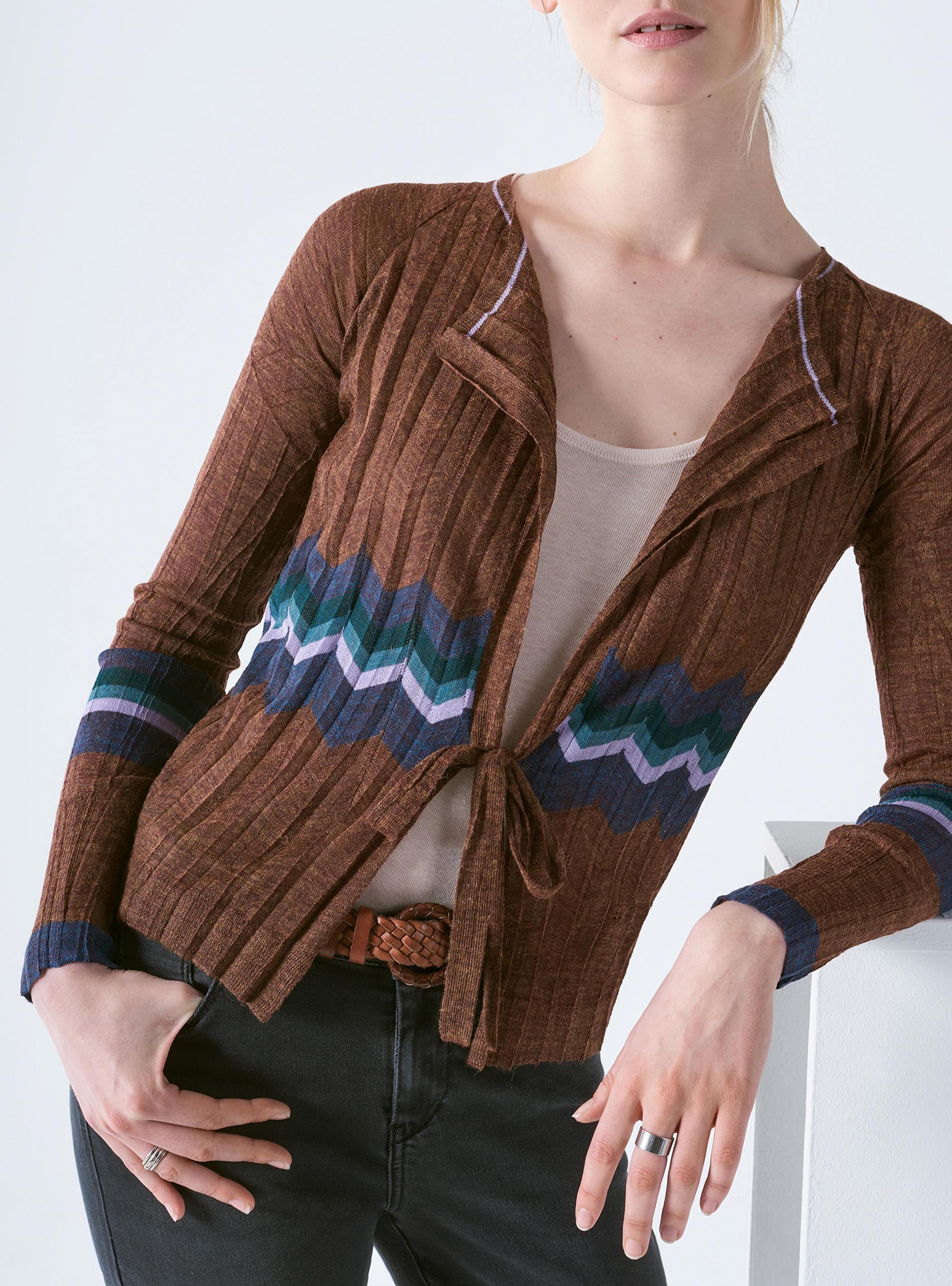 Fine Knit Cardigan With Tie