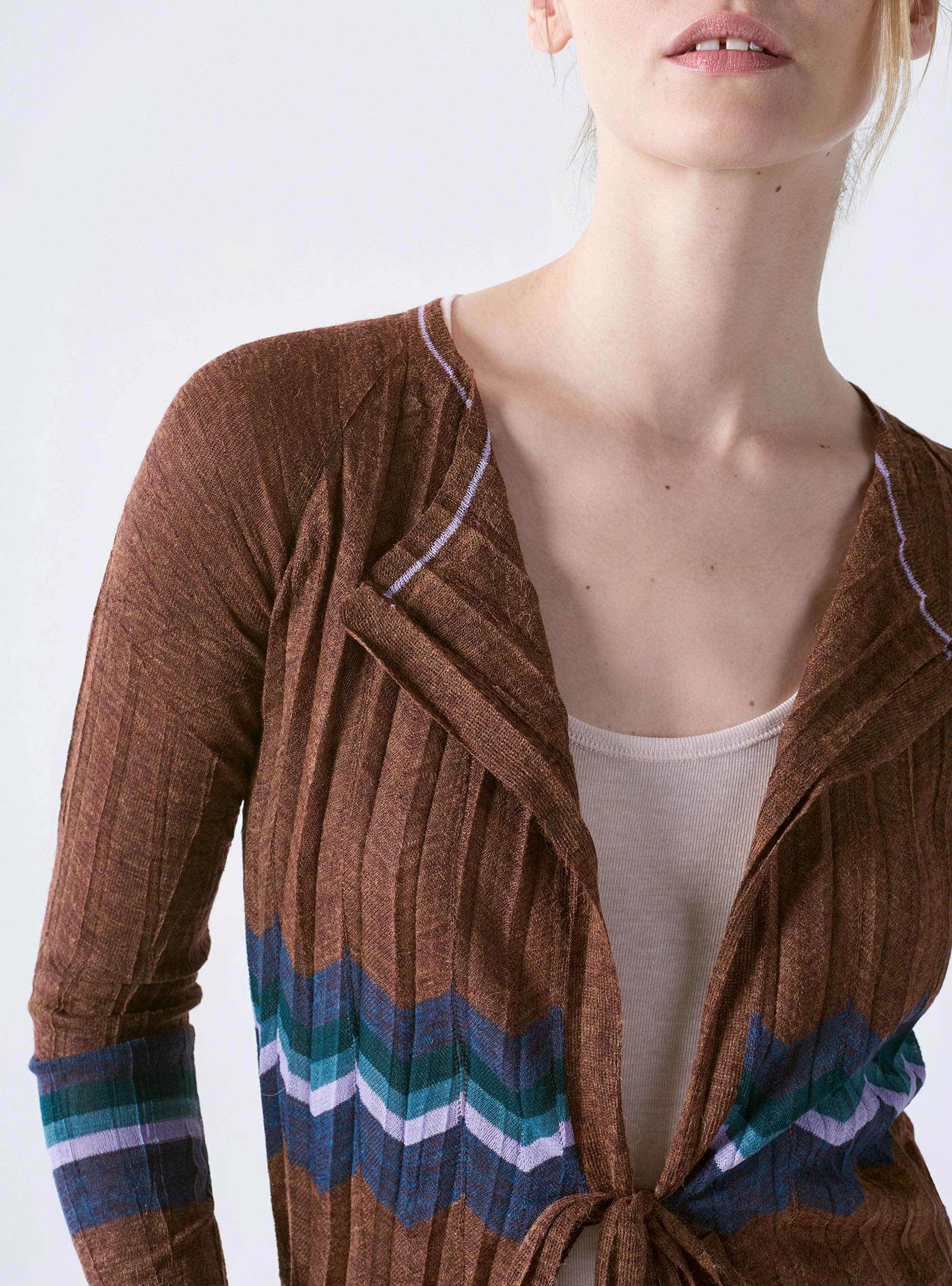 Fine Knit Cardigan With Tie