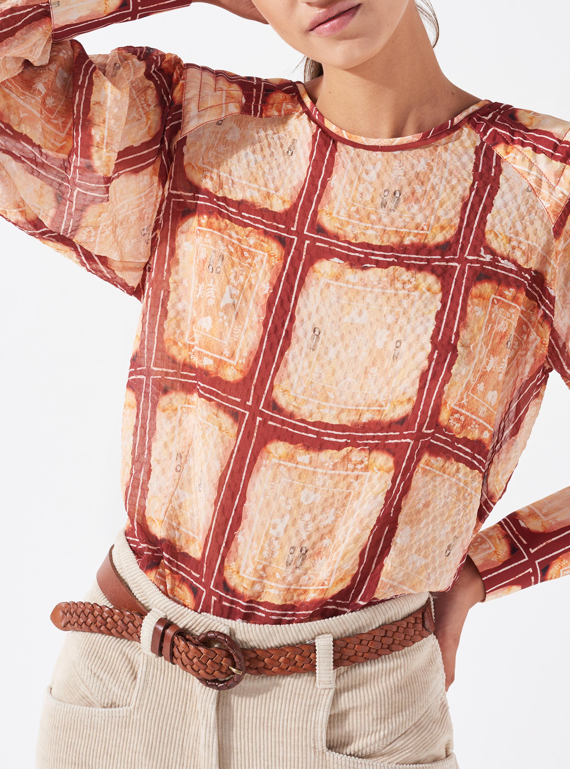 Long Sleeve Printed Blouse