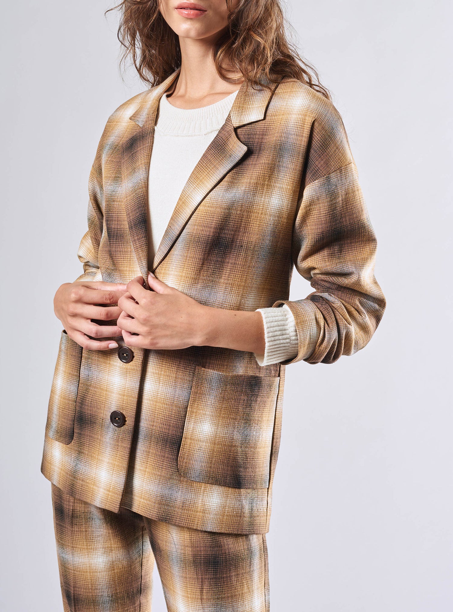 Long Checked Jacket