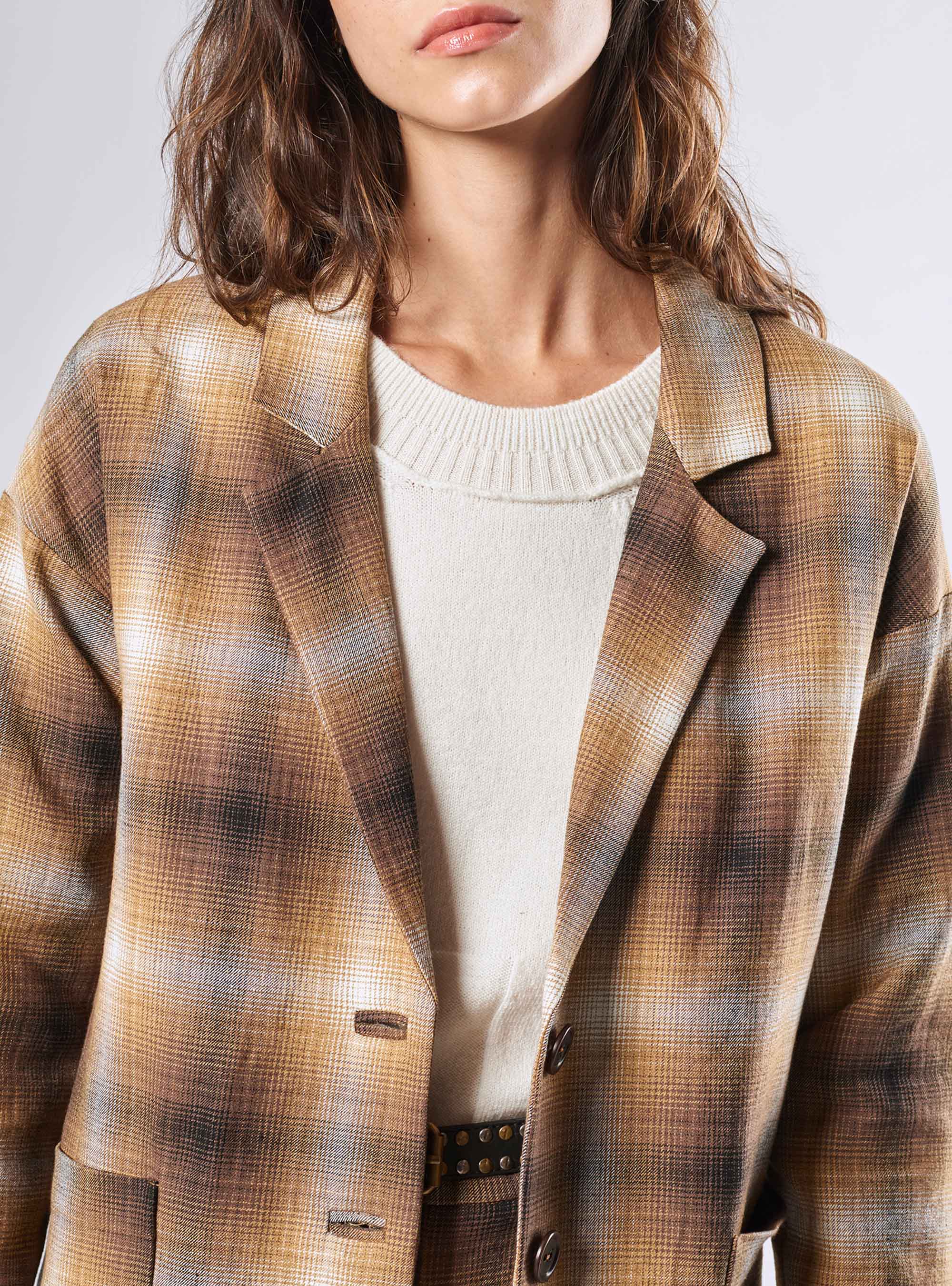 Long Checked Jacket
