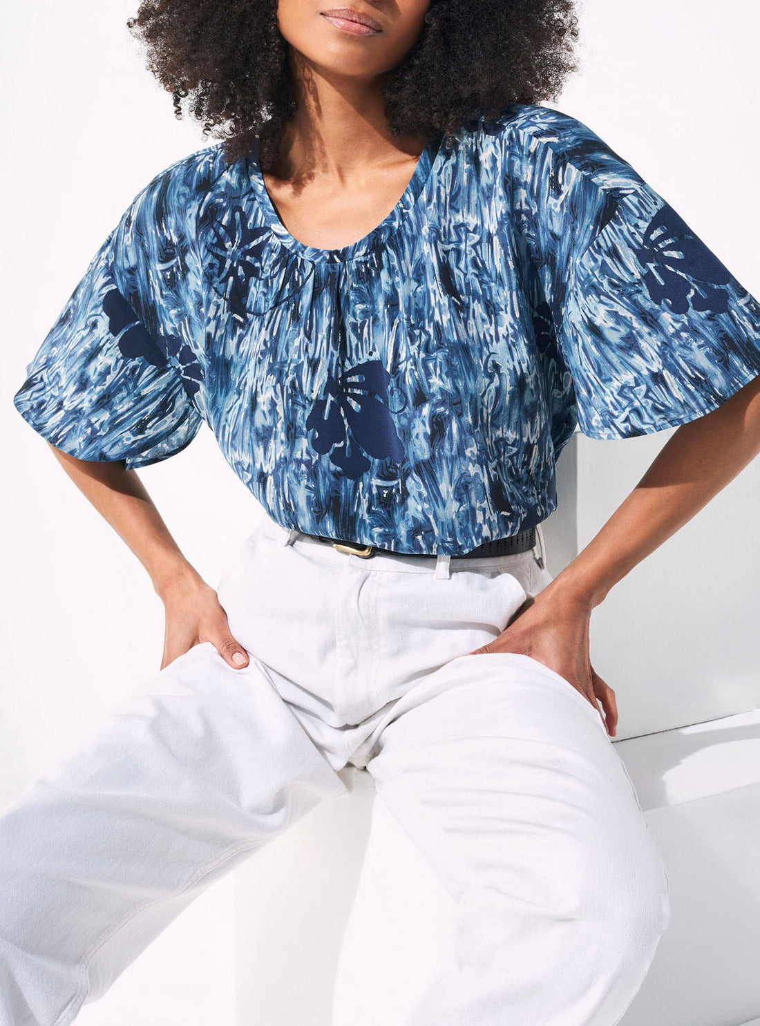 Sublimated Pleated Loose “House Print” Blouse