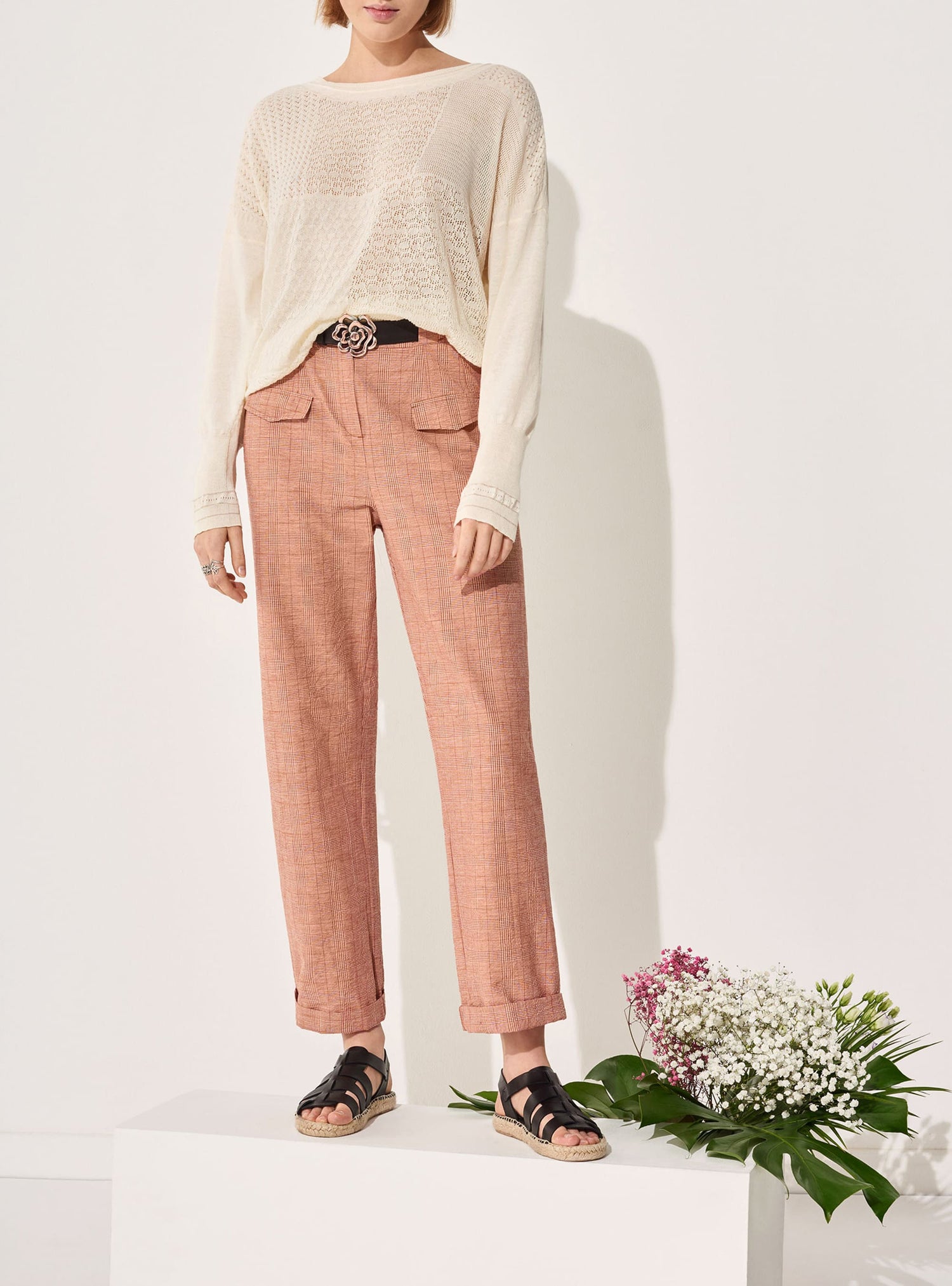 Washed Look Straight Trousers