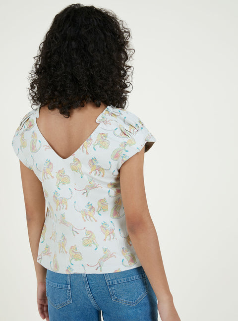 Panther Embroidered Top