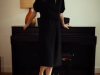 Robe droite midi manches courtes
